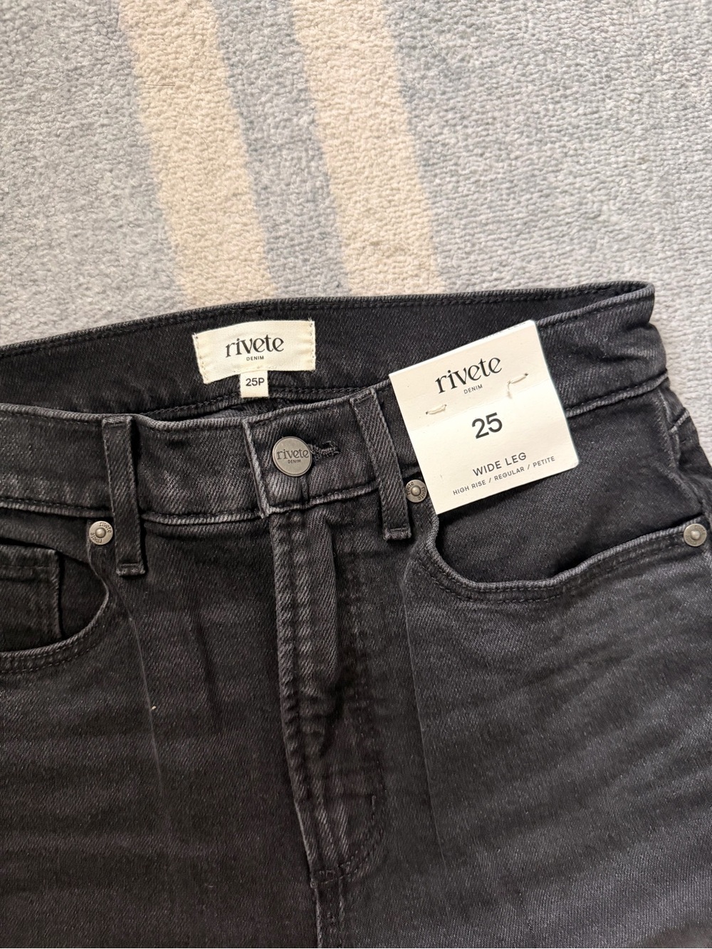 LOFT Rivete Fresh Cut High Rise Wide Leg Jeans in Noir Wash - Picture 6 of 10
